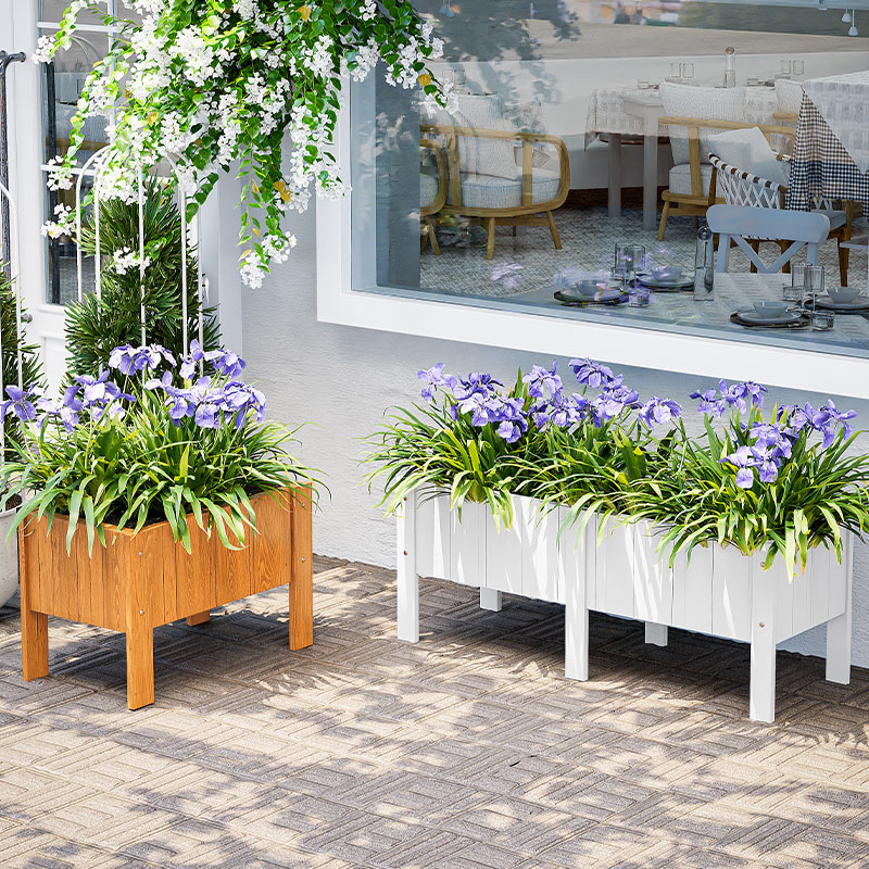 阳台花盆木头长方形户外高脚