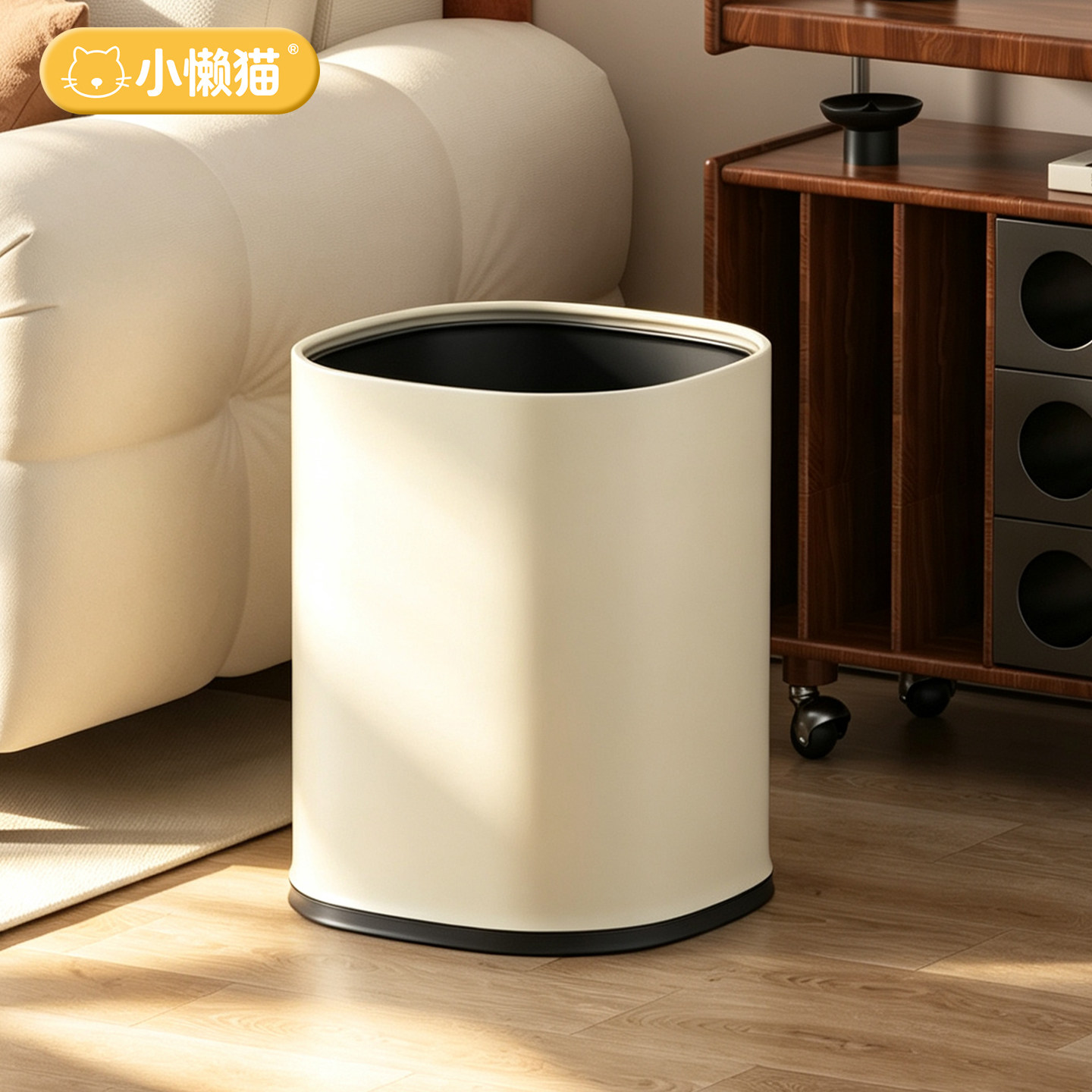 小懒猫垃圾桶家用高颜值无盖图片