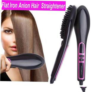 Flat Iron Hair Straightener Brush Salon Comb 中长发直发器梳