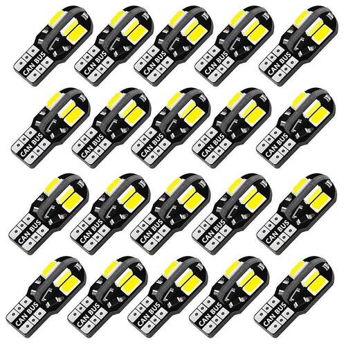 10/20PCS W5W T10 LED Bulbs Canbus 5730 8SMD 12V 6000K 194 16