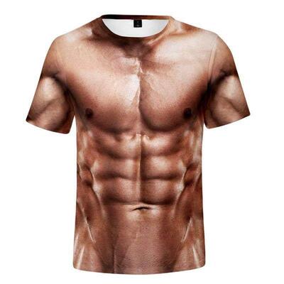 3D muscle print large-size short sleeve 3D肌肉印花大码短袖