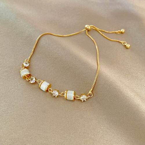 Stainless Steel Layered Golden Pendant Bracelet For Women Re