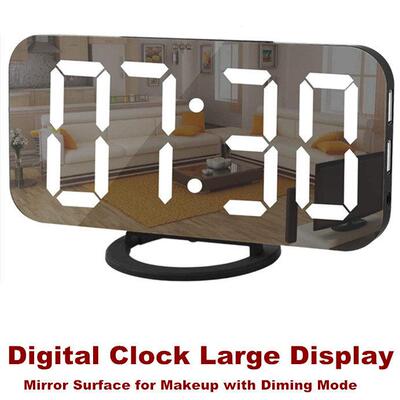 Digital Clock LED Electric Alarm Mirror Surface Makeup