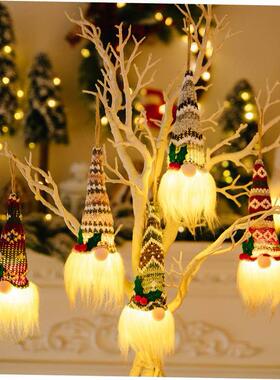 Christmas tree decoration pendant with lights faceless doll