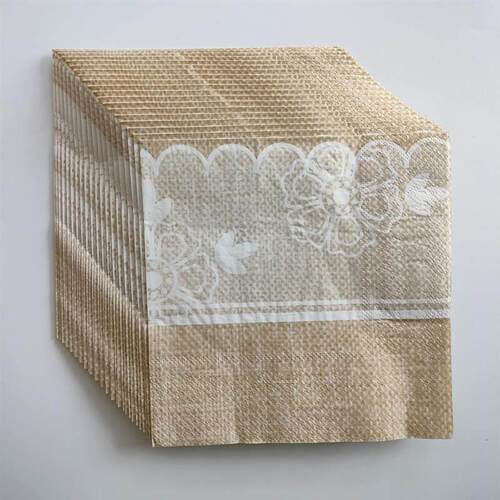 Linen Pattern Flower Paper Napkins Party亚麻布花纹高级餐巾纸
