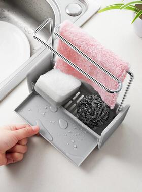 Stainless steel kitchen sponge towel hanger stand rack