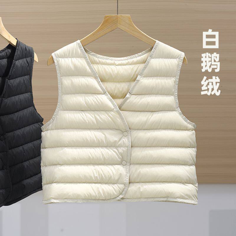 90白鹅绒羽绒马甲女士短款大衣内搭轻薄保暖背心打底贴身小马夹