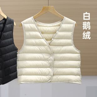 90白鹅绒羽绒马甲女士短款 大衣内搭轻薄保暖背心打底贴身小马夹