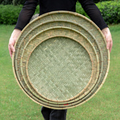 铜丝扎边竹簸箕晒筐竹青编织晾晒干 干货竹筛子手工竹编织品竹匾