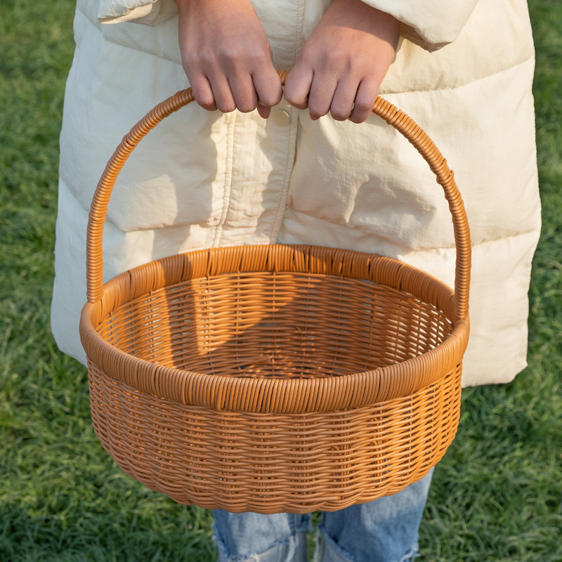 仿藤编织手提篮户外野餐篮