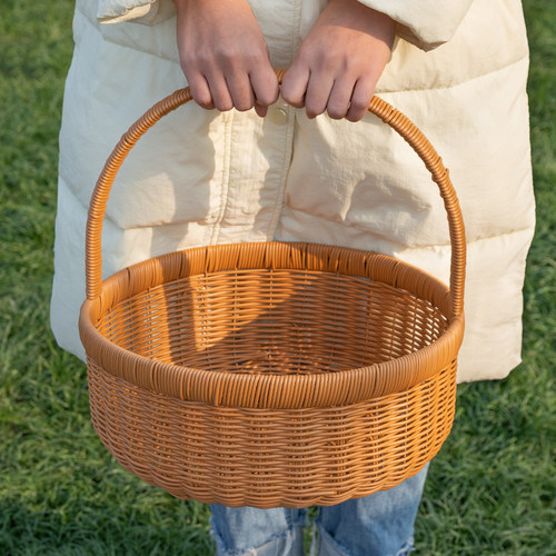 仿藤编织手提篮户外野餐篮