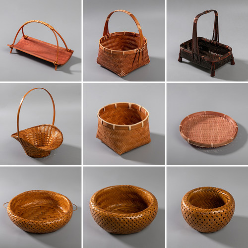 复古竹编篮手提篮茶道收纳筐