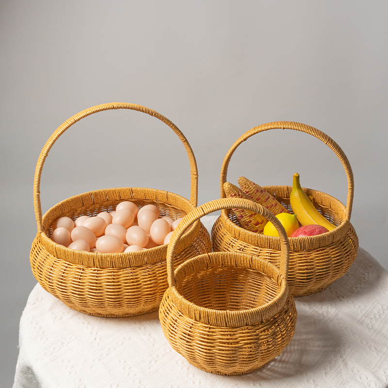仿藤编中式喜篮买菜篮子