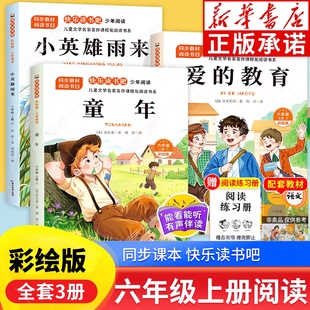童年六年级上册阅读 教育亚米契斯小英雄雨来管烨6上人教版 课外书高尔基正版 快乐读书吧六上阅读书目爱 书籍 原著完整版 全套3册
