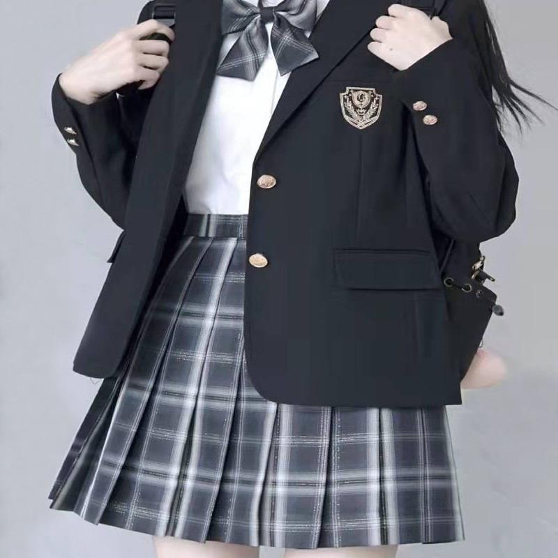 高校 /制服学校风男女西装外套上衣春秋冬正版黑色西服宽松潮