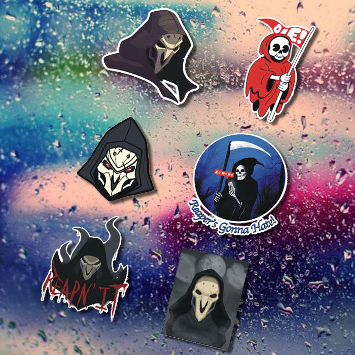 守望先锋车贴死神头像镰刀die防水汽车摩托车电动车机箱个性车贴