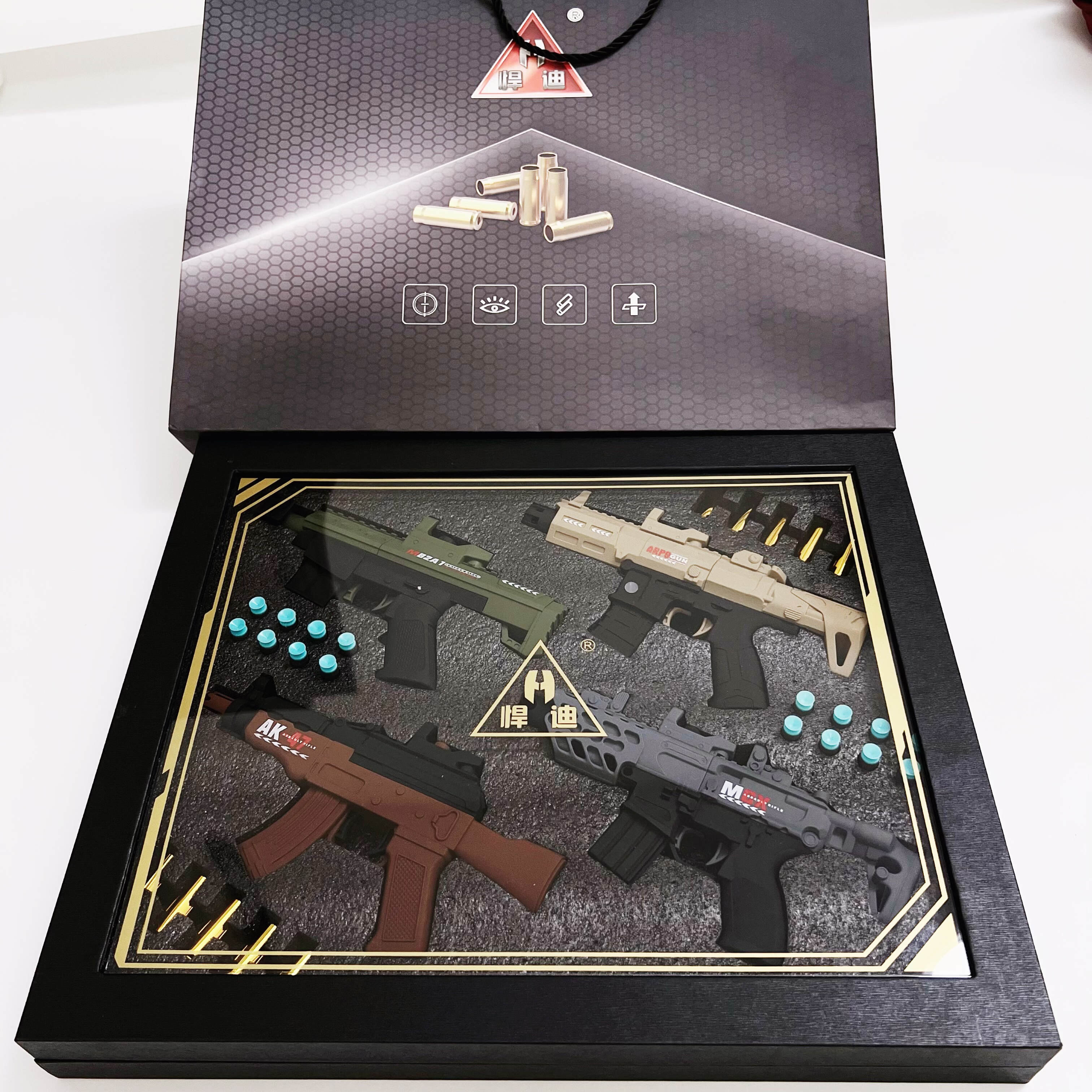 礼盒版抛壳软弹枪AK47突击枪M416儿童玩具枪仿真狙击男孩巴雷特