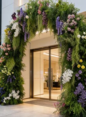 户外婚礼仿真花拱门装饰森系活动展会拍照打卡造景拱门绿色花艺