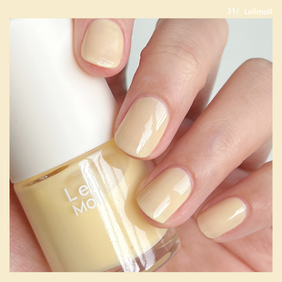 Lellmoll艻茉纯色指甲油2025新款 奶黄色米白乳白色免烤快干持久脚