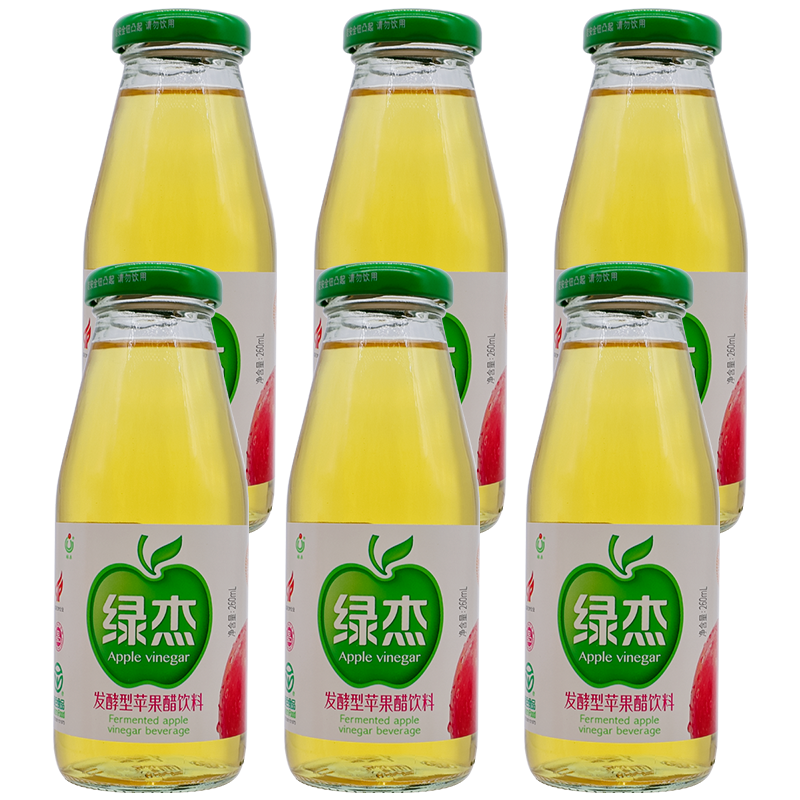 山东烟台绿杰发酵型苹果醋260ml×6瓶风味果味饮料玻璃瓶泡沫箱