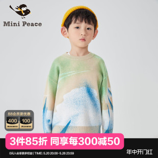 春秋男童染彩毛线衫 minipeace太平鸟童装 潮F1EEC1205 专柜同款