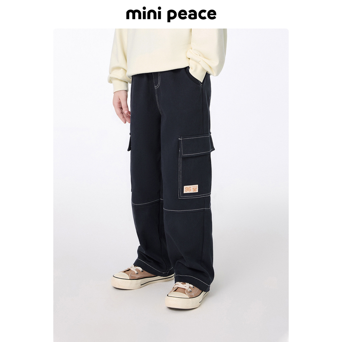 minipeace太平鸟童装男童裤子秋季儿童工装长裤潮酷明线裤子
