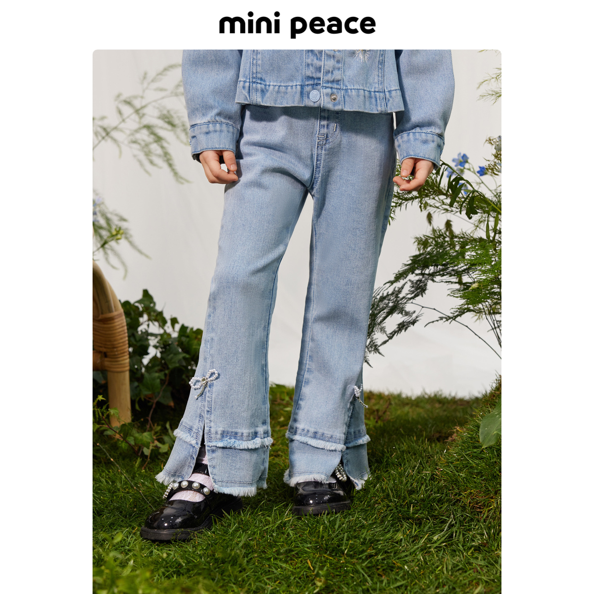 【专柜同款】minipeace太平鸟童装女童喇叭裤秋季开叉蝴蝶长裤