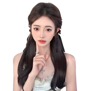假发马尾女长发自然仿真发可扎假辫子低扎双马尾绑带式微卷甜妹夏
