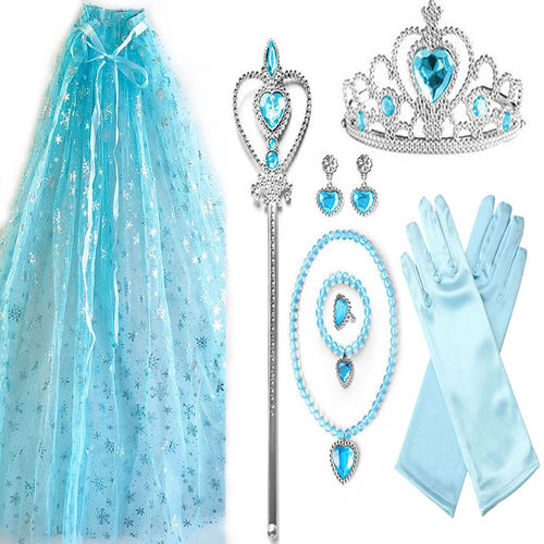 女童魔法棒发饰套装皇冠头饰儿童艾莎公主表演披纱项链手套披纱全