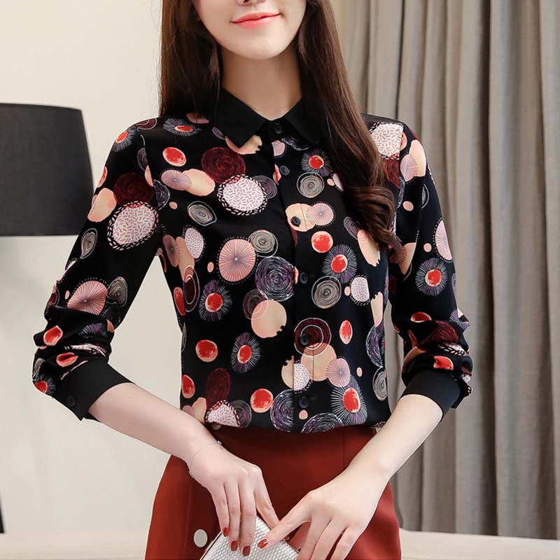 三彩春装2019新款时尚洋气小衫妈妈女士雪纺上衣打底衫衬衣长袖衬在类目 女装/女士精品, 蕾丝衫/雪纺衫中 - 来自Buy2taobao.com提供专业的淘宝代购服务