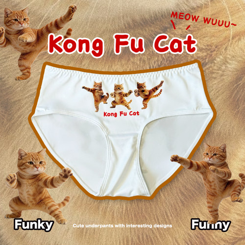 怪趣酱功夫猫印花内裤女