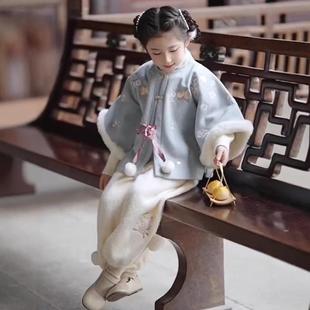 女童汉服冬款2024新款儿童中国风唐装加绒拜年服宝宝古装新年古风