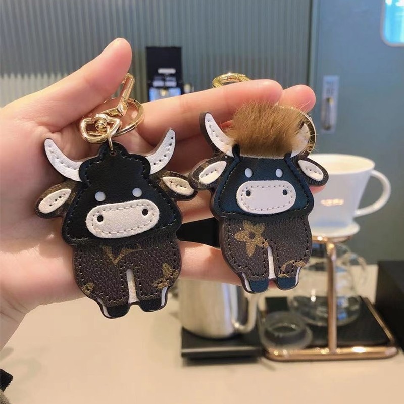 lv&gedete 法斗老花小牛汽车钥匙扣挂件可爱车锁钥匙链挂件包挂饰