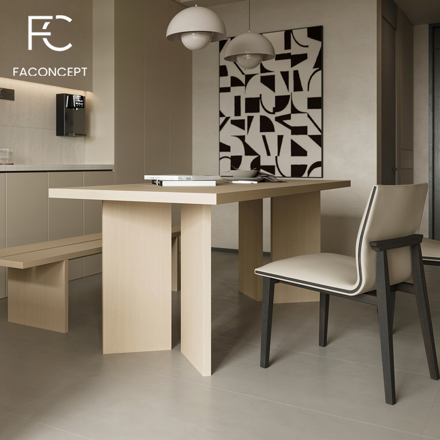 风尚餐桌实木大板桌餐饮商用餐饮桌椅长凳意式极简小户型简约