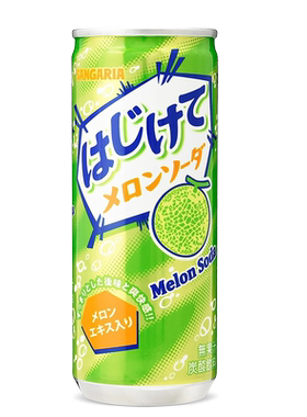 日本进口SANGARIA三佳利波子汽水哈密瓜味碳酸饮料易拉罐250饮品