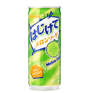 日本进口SANGARIA三佳利波子汽水哈密瓜味碳酸饮料易拉罐250饮品