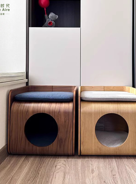 HomeAire猫窝四季通用封闭式树洞猫屋实木共用家具猫几宠物用品