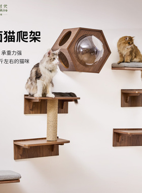 HomeAire太空舱实木跳台猫窝猫爬架靠墙占地小大猫专用墙壁式家用