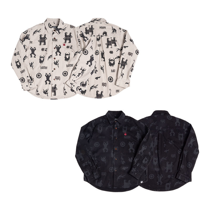 圣山 2025秋冬阿里系列岩画满印衬衫原创复古民族风休闲中性衬衫