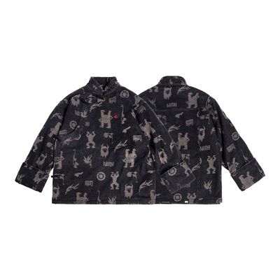 圣山2025秋冬阿里系列岩画藏式抓绒牛仔外套休闲中性藏式斜襟外套