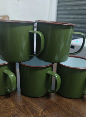 老式库存部队军绿茶缸口杯牙缸87茶缸老式正品65茶缸 87搪瓷茶缸