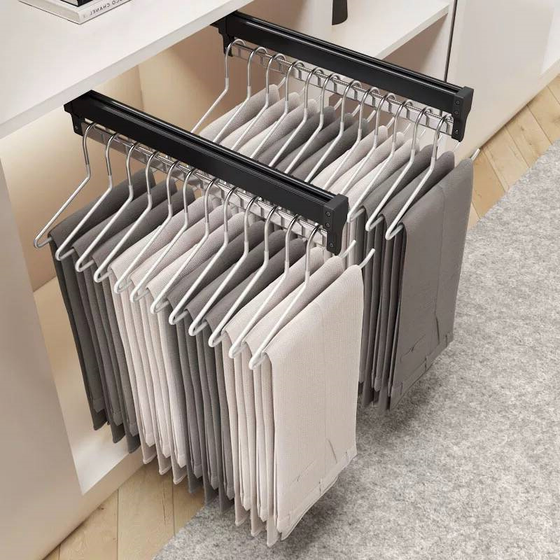 顶装伸缩裤架衣柜内置滑轨挂裤