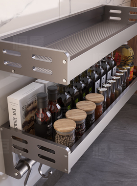 厨房调料置物架壁挂式免打孔多层调味品佐料收纳架多功能墙上挂架