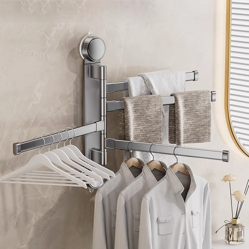 吸盘旋转毛巾架免打孔壁挂毛巾杆