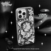 BUDDY原创黑色闪粉报纸贴适用iphone16promax手机壳苹果15promax新款 14promax高级磁吸13pro双层15可爱ins风