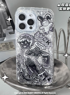 BUDDY原创鞋晶纹贴纸适用iPhone16promax手机壳苹果15新款14/13软壳16pro高级15promax保护壳小众