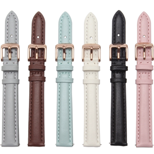 圆时 手表带女 女款真皮适配唯路时飞亚达化石DW卡西欧表带配件