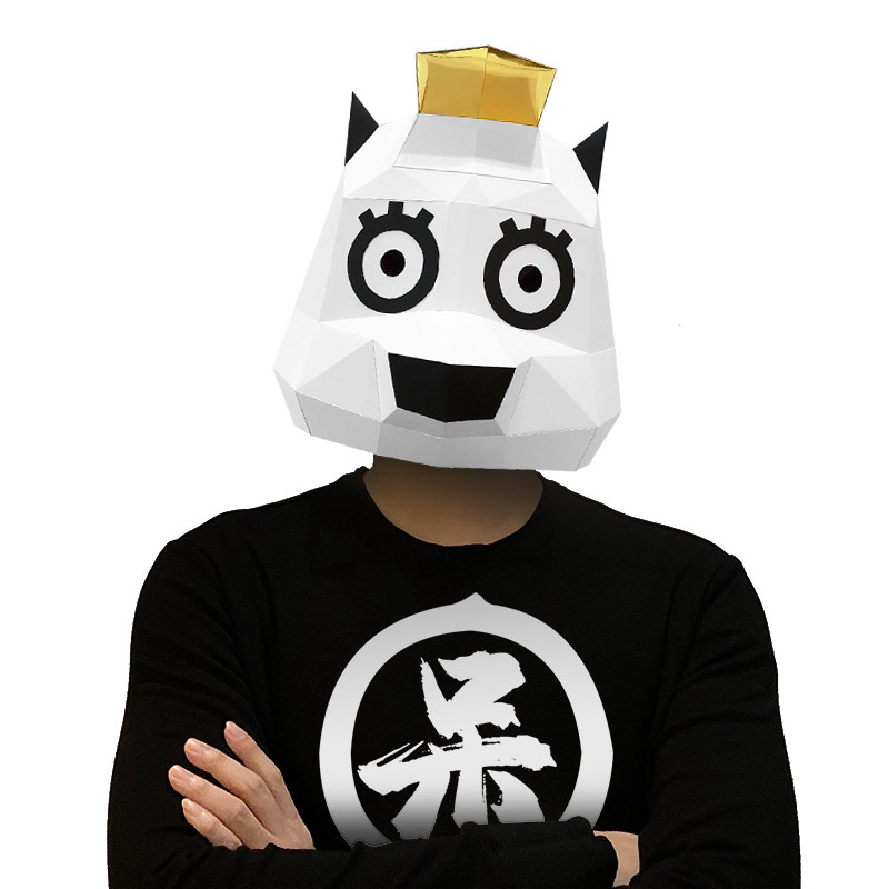 创意可爱小马头面具十二生肖头套成人手工diy制作3d动物纸膜摆件