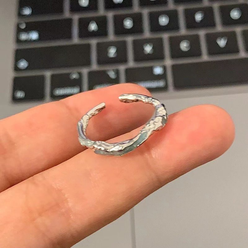 浪漫上蓝色不规则纹理戒指