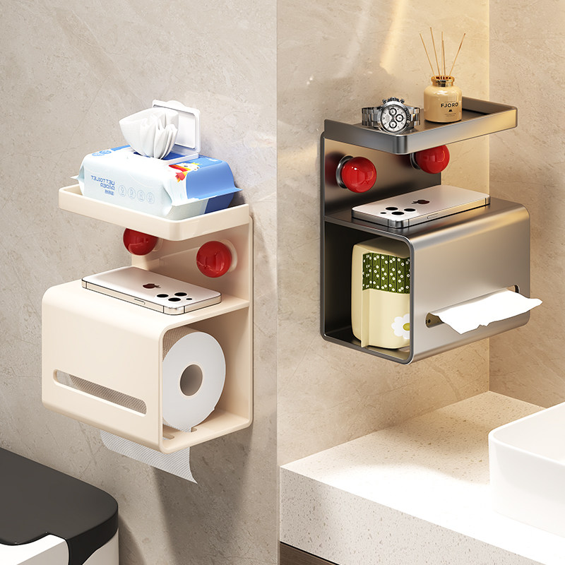 【强力吸附】卫生间吸盘纸巾盒